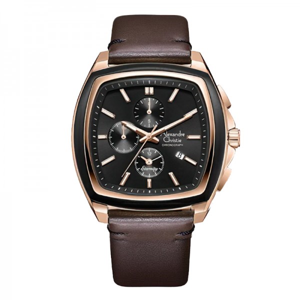 Alexandre Christie AC 6616 Rosegold Brown Leather Man MCLRGBABO